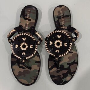 Jack Rogers Camouflage Sandals - Black and Gold. Size 9. Excellent condition.